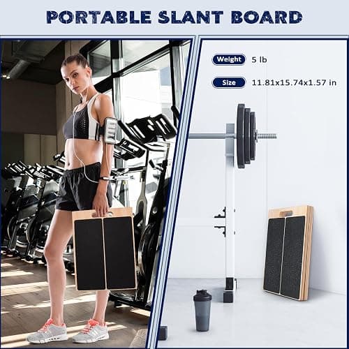 Portable Wooden Slant Board for Calf Stretching Squats Calf Stretcher Pilates Physical Therapy Equipment Adjustable Incline Board for Knees Ankle Heel Feet Leg thumbnail 2