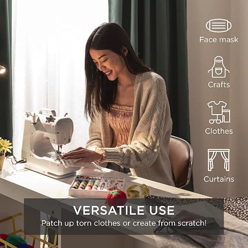 Best Choice Products Compact Sewing Machine, 42-Piece Beginners Kit, Multifunctional Portable 6V Beginner Sewing Machine w/ 12 Stitch Patterns, Light, Foot Pedal, Storage Drawer - Teal/White thumbnail 7