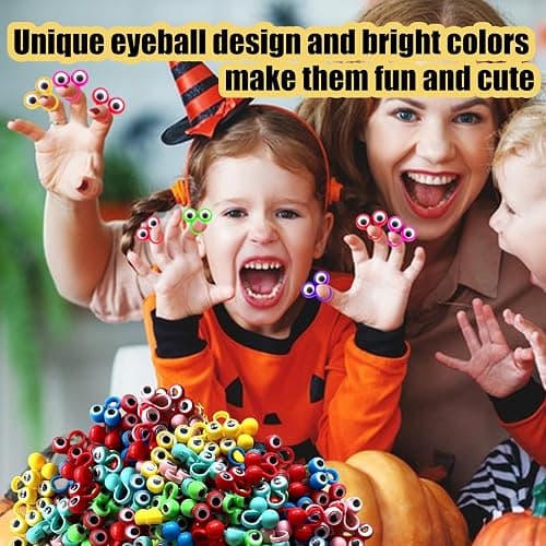 100 PCS Eye Finger Puppets Toys Set, Wiggly Eyeball Finger Puppet Eye On Rings for Kids, Party Favors for Boys Girls thumbnail 4