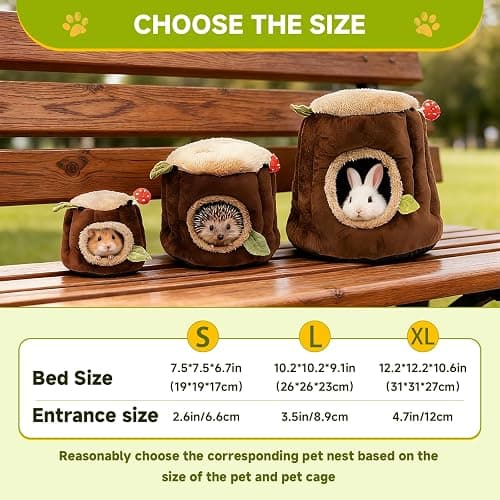 LYART Guinea Pig Hamster Bedding or Hideout for Mouse Mice Rat Ferret Bunny Fluff Bedding Bed House Cage Accessories, Dwarf Rabbits Hedgehog Bearded Dragon Warm Bedding Winter Nest Cave, Washable(2.L) thumbnail 5