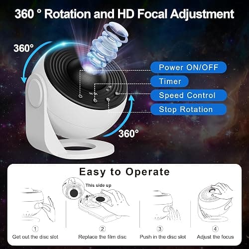 Planetarium Projector Pro for Bedroom, 13 in 1 Star Projector Galaxy Light, Ceiling Night Light Milky Way Mood Lighting with Timer, LED Space Galaxy Lamp Bedroom Room Decor for Adults Kids - White thumbnail 6
