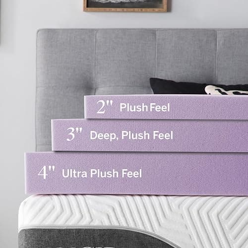 Lucid 3 Inch Lavender Memory Foam Mattress Topper, Twin XL Size – Essential Oil Infusion – Deep Plush Feel, Pressure-Relieving Bed Topper – Ventilated and Breathable – CertiPur Certified thumbnail 3
