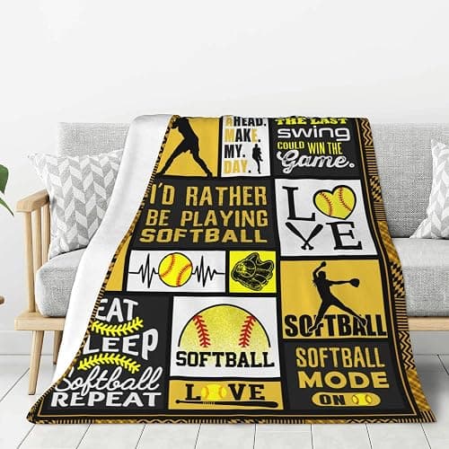 Softball Blanket 50''x60'' Softball Gift Blanket Super Soft Warm and Comfortable Throw Blanket for Fall Winter Spring All Season thumbnail 2