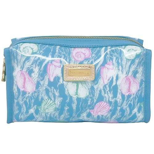 Lilly Pulitzer Vinyl Pouch, Shelden | Cute, Semi-Clear, Water Resistant, Zipper Bag Pencil Case for Stationery, Small Toiletries, and Makeup - Image 1