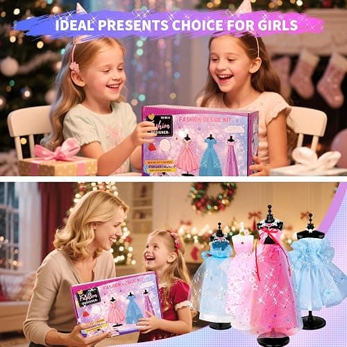 1000+ PCS Fashion Designer Kits for Girls, Kids Sewing Kit with 4 Mannequins, DIY Doll Clothes Dress Making Kit, Arts and Craft Kits for Kids Teen Girls Birthday Gift Present Age 6 7 8 9 10 11 12+ thumbnail 7