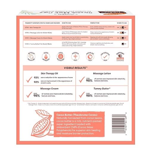 Palmer's Cocoa Butter Formula Pregnancy Skin Care Kit for Stretch Marks and Scars, Dermatologist Approved, Gift for Mom to Be, 4 Piece Full Size Set thumbnail 14