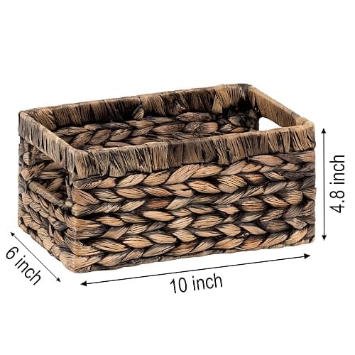 CENBOSS Wicker Baskets (Small, Black Wash, 1 PC) Rattan Storage Baskets for Shelves, Woven Seagrass Holder - Black Wash - Small thumbnail 3