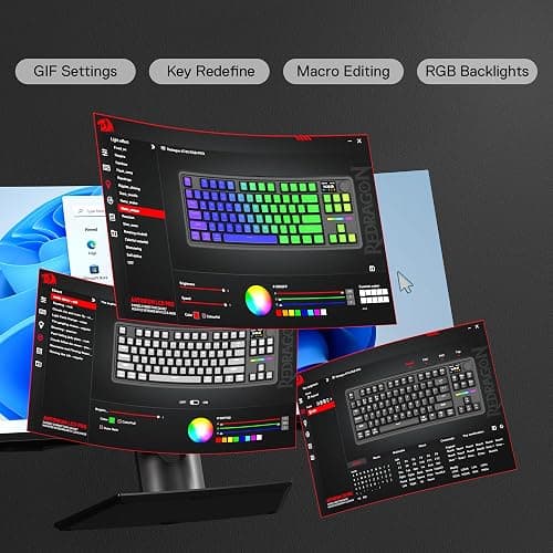 Redragon K743 PRO GB 80% Gasket RGB Gaming Keyboard Hype 1.14’’ TFT Screen & Knob, 84 Keys Mechanical Keyboard, 5-Layer Noise Dampening, Hot-Swap South-Facing Socket, Gradient PBT Keycaps, US LAYOUT thumbnail 8