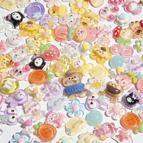 Luyoaozy 60pcs Slime Charms Cute Set for Crafts, Resin Charms Set Ornament Scrapbooking,3D Flatback Cute for Embellishments Scrapbook and Mini Decorations (Multi-Colors) thumbnail 2