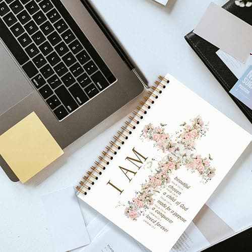 Foritho Floral Christian Notebook, Inspirational I Am Bible Verse Journal, Religious Prayer Journal for Writing, Scripture Bible Journaling Spiral Notebook 5.5x8.3 Inch thumbnail 5