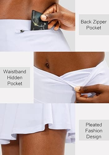 SANTINY Pleated Tennis Skirt for Women with 4 Pockets Women's High Waisted Athletic Golf Skorts Skirts for Running Casual thumbnail 4