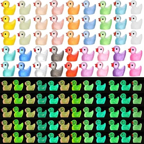 252Pcs Luminous Mini Resin Ducks, 18 Colors Tiny Duck Bulk Glow in The Dark Cute Tiny Ducks Resin Miniatures Fairy Garden Aquarium Dollhouse Landscape Decorations Mini Stuff Figures for Home Decor - Image 1