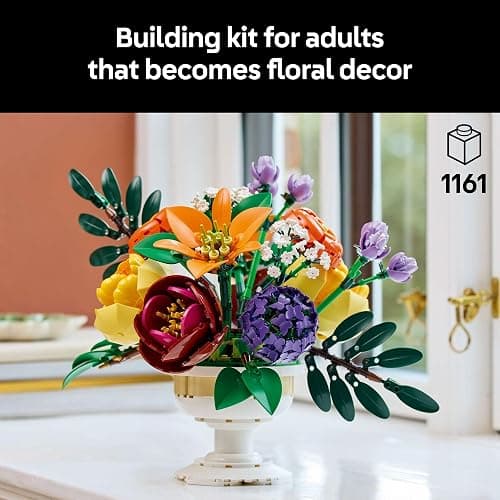 LEGO Botanicals Flower Arrangement Artificial Flowers Building Set - Decor for Table Display - Gift for Birthdays - Unique Bouquet for Adults, Ages 18+ - 10345 thumbnail 2