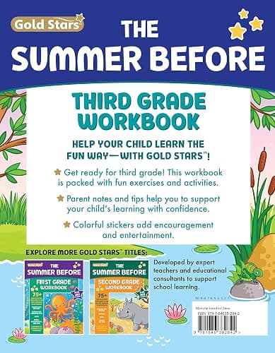 The Summer Before Third Grade Workbook School Bridging Second to Third Grade Ages 8 - 9: 75+ Activities, Reading, Language Arts, Addition, Subtraction, Time, Money, and Fractions (Gold Stars Series) thumbnail 2