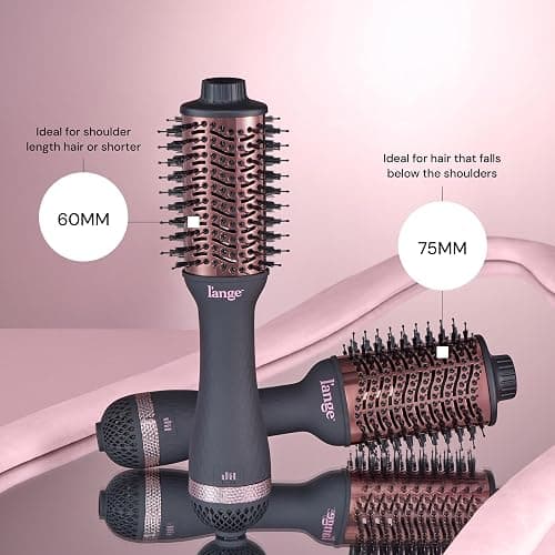 L'ANGE HAIR Le Volume 2-in-1 Titanium Blow Dryer Brush | Hot Air Brush for Hair Drying & Styling | Ionic Oval Barrel for Smooth, Frizz-Free Volume | (Black – 75mm) thumbnail 4