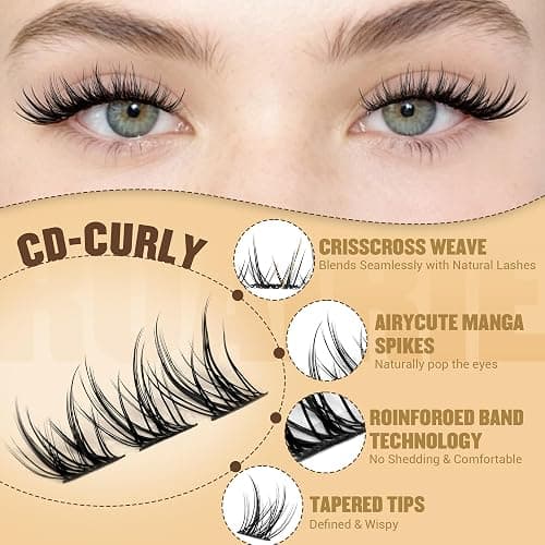 Manga Lash Clusters Kit Natural Eyelash Clusters Kit Wispy Lash Extensions 180pcs Spiky Cluster Eyelash Extensions C Curly 11-13mm Eyelash Extension Kit with Bond, Seal and Tweezers by Ruairie thumbnail 5