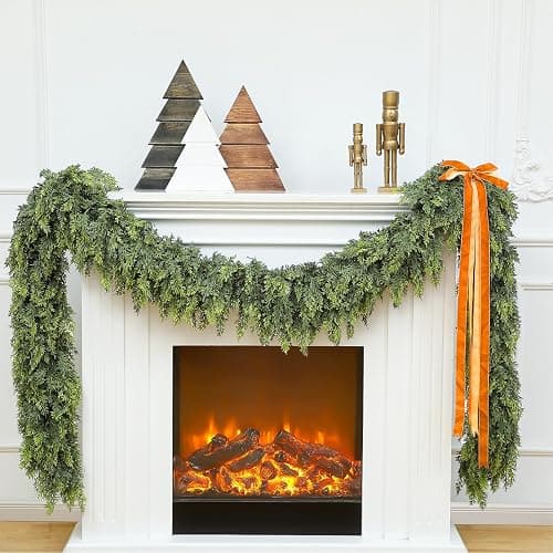 Waydress 1 Pcs 12ft Christmas Cedar Garland Artificial Realistic Soft and Thickness Green Faux Fake Full Cedar Pine Garland for Fireplace Mantel Table Doorframe Indoor Outdoor Xmas Holiday Decoration thumbnail 5