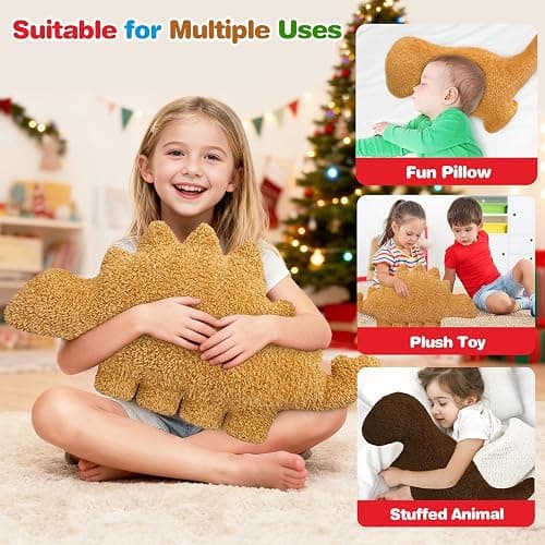 Aiideals Dino Nugget Pillow for Birthday Gifts, Chicken Dino Nuggets Plushies Pillow Stuffed Animal Funny Gifts for Teen Boys Girls (Small, Kentrosaurus) thumbnail 5