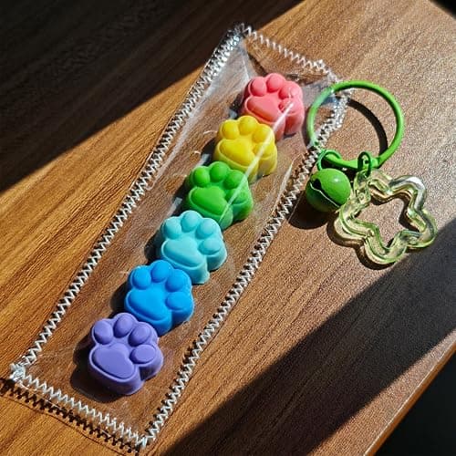 Handmade Rainbow Cat Paw Taba Squishy Bag Charm - Cute Mini Silicone Fidget Sensory Toy, Soft Sticky and Slow Rebound Stress Relief Squeeze Toy for Relaxation Gift (Cat Paw) thumbnail 2