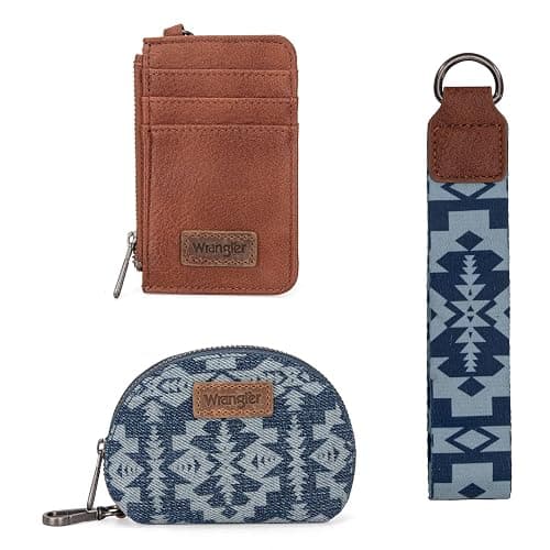 Wrangler Aztec Keychain Wristlet Wallets for Women Western Dual Pouch Wristlet Credit Card Holder Wallet with Zipper Pocket WG2212-W0051JN thumbnail 3