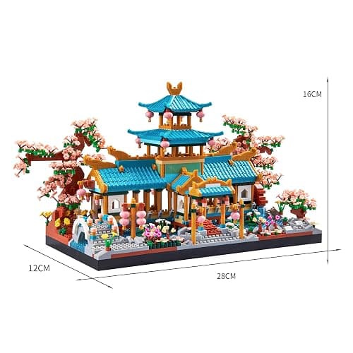 wriyvngs Micro Building Block Set, Chinese Suzhou Garden Architecture Model Kit with Cherry Blossom Bonsai Tree, Japanese Sakura House Model, DIY Miniature Landscaping Gift for Adults (2350PCS) thumbnail 3