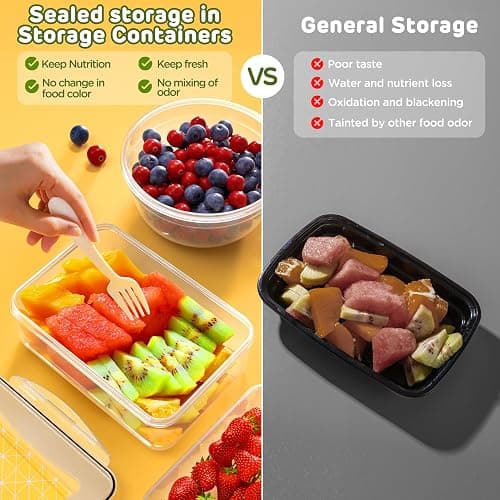 JSCARES 40 PCS Food Storage Containers with Lids Airtight (20 Lids &20 Containers) - Leakproof Meal-Prep Containers for Kitchen Storage Reusable Plastic Microwave/Dishwasher Safe with Labels & Pen thumbnail 5