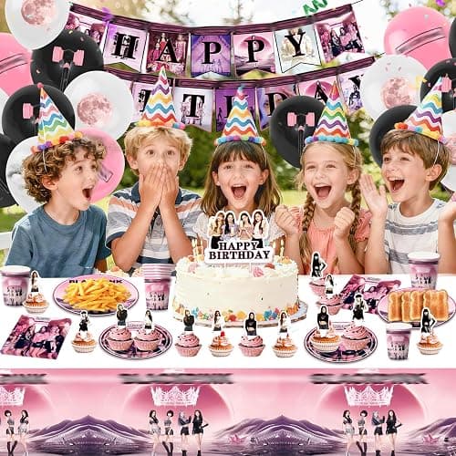 Blackp Geburtstag Deko, 95 Stück Geburtstagsdeko Set, Kindergeburtstag Deko Mit Tischdecke Pappteller Becher Servietten Cake Toppers etc, Geeignet für Kinder Themenparty thumbnail 6