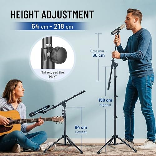 CAHAYA Tripod Boom Sheet Microphone Stand Metal Portable with Carrying Bag, for Performance Singing Speech Wedding Stage and Outdoor CY0329 thumbnail 3