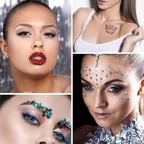 Sularpek 3120 Pcs Face Gems - 12 Sheets Self-Adhesive Rhinestone Stickers, 12 Colors Acrylic Crystal Gems for Nails, Face, Festivals, Makeup, DIY Craft Decorations thumbnail 6