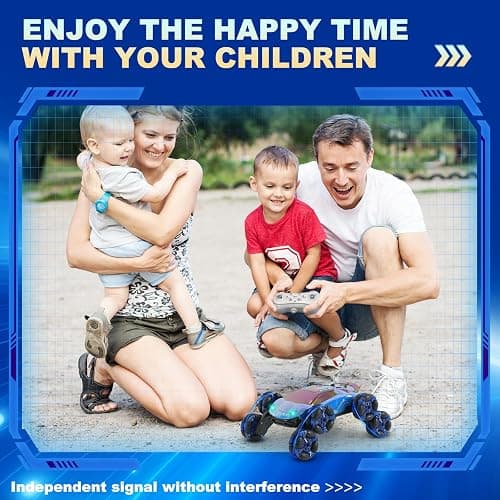 Gaitel 8 Wheels Gesture Sensing RC Stunt Car Toys - Birthday Gifts for 6 7 8 9 10 11 12 Year Old Boys Kids, 2.4GHz Remote Control Off-Road Car with Lights & Music, 360-Degree Flips thumbnail 8