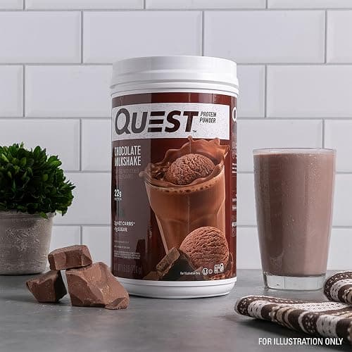 Quest Nutrition Chocolate Milkshake Protein Powder, 22g Protein, 2g Net Carbs, 1g Sugar, Low Carb, Gluten Free, 1.6 Pound, 24 Servings thumbnail 4