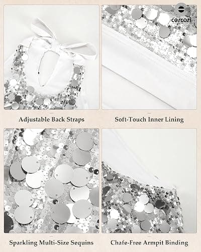 C O E CESCOSI Halter Sequin Tops for Women Sleeveless Sparkly Tank Top | Adjustable Halter‑tie; Breathable Mesh Lining; Sleeveless Sparkly Tank Top Suitable For All Kinds Of Party Occasions thumbnail 5