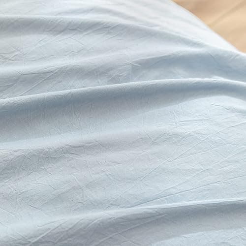 BESTOUCH Duvet Cover Set 100% Washed Cotton Linen Feel Super Soft Comfortable Chic Lightweight 2 PCs Home Bedding Set Solid Cornflower Blue Twin/Twin XL thumbnail 6