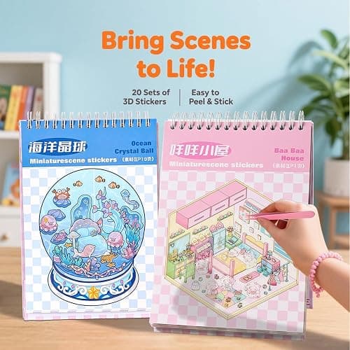 3D Sticker Scene Book for Adults & Kids, 20 DIY House Stickers Therapy - Make Your Own House Room Landscape Scenes Fun Gift Idea for Girls thumbnail 4