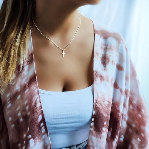 Annika Bella Cross Necklace for Women, 16-18 Inches Silver/Gold Chain, Women's Small Simple Cross Necklaces Religious Charm Jewelry, Faith Gift for Her thumbnail 8