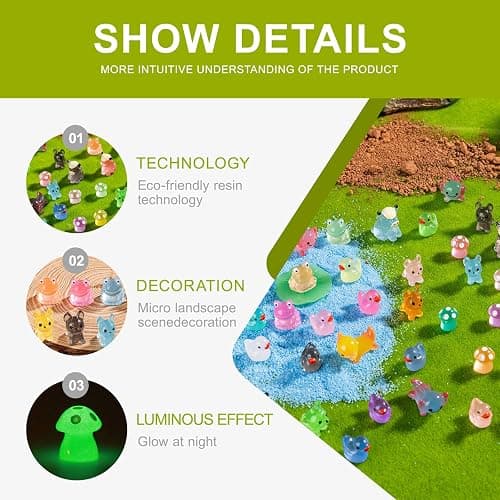 jrootouh 52pcs Mini Resin Animal Figures Bulk Duck Mushroom Frog Tiny Resin Animals Little Small Figures Miniatures for Party Favors Bag Fillers Dollhouse Decor thumbnail 5