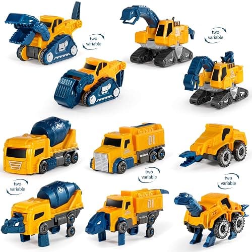 MIEBELY Toddler Robot Construction Vehicles Set – 5Pcs Transforming Robots for Kids - Magnetic Toys with Sturdy Connectors – Easy DIY Assembly Function – 5-in-1 Educational STEM Toys thumbnail 4