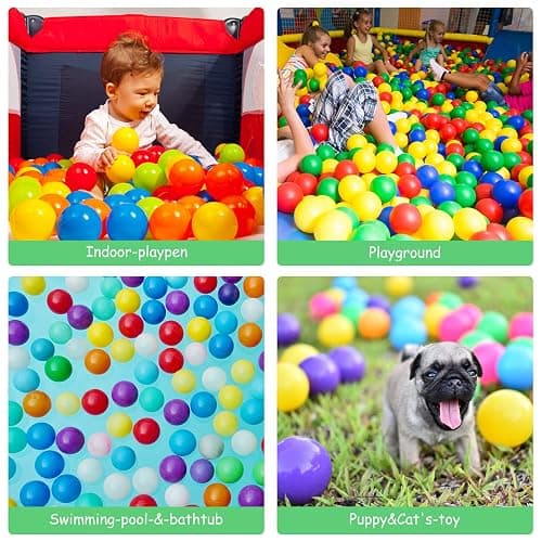 Hovenlay Ball Pit Balls Phthalate Free BPA Free Crush Proof Plastic - 7 Bright Colors in Reusable Play Toys for Kids with Storage Bag thumbnail 6
