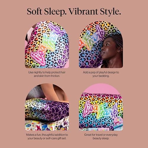 Lisa Frank x Kitsch Satin Pillowcase, Size 19x26 - Rainbow Leopard | Softer Than Silk Pillow Cases, Smooth Cooling Satin Pillow Case for Hair and Skin, Wrinkle-Free, Machine Washable thumbnail 7