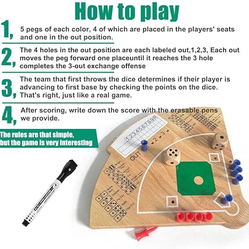 Baseball Board Game, Oak Made Leisure Game for Sport Battle Table Game for Family Party Holiday Coffee Travel Time Gameboard thumbnail 3