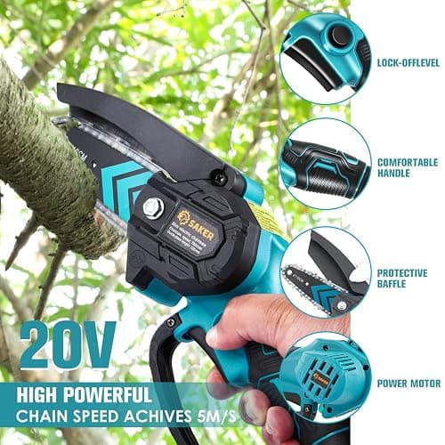 Saker Mini Chainsaw,Portable Electric Chainsaws Cordless,Handheld Chain Saw Pruning Shears Chain Saws for Tree Branches,Courtyard,Household and Garden,Christmas Gifts for Men Dad Husband Women thumbnail 4