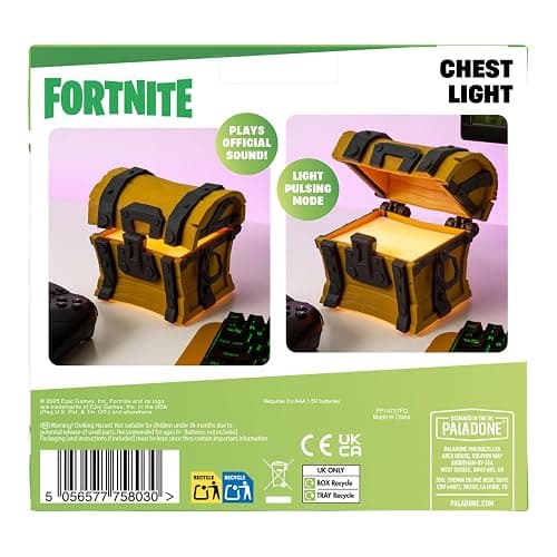 Paladone Fortnite Chest Light with Sound - Officially Licensed | Loot Chest Light Design • Plays In Game Sounds • Battery Powered Portable • Gaming Decor • Fortnite Gift thumbnail 7