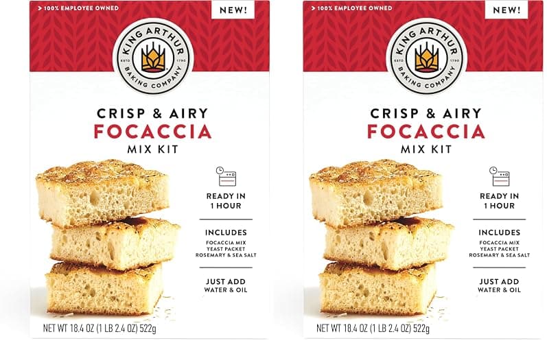 King Arthur Baking Company Crisp & Airy Focaccia Mix Kit 18.4 oz., Baking Mix - Ready in 1 hour (Pack of 2) - Image 1