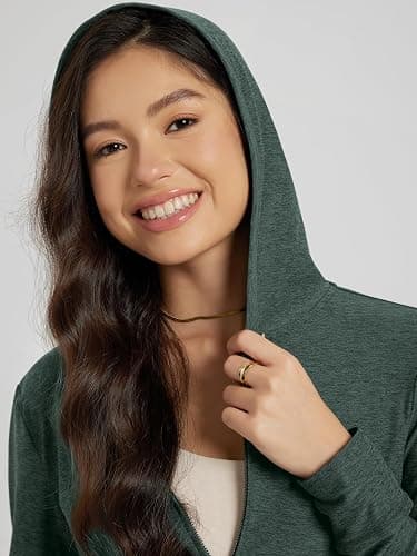 ODODOS Women's Full-Zip Cropped Hoodie – Stratum Tech Ultra Soft UPF 50+ Hooded Jacket with Pockets thumbnail 4