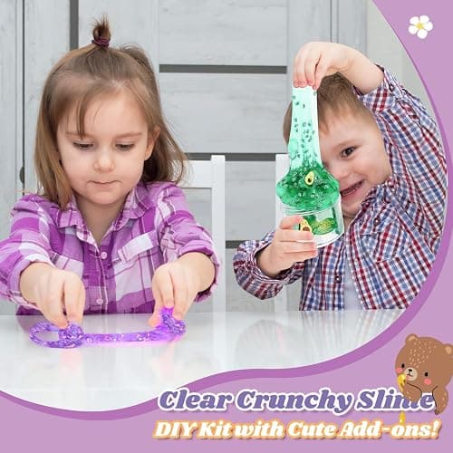 Keemanman Slime Kit - 3 Pack Jelly Cube Clear Crunchy Slime with Avocado, Honeycomb and Lavender Bear Charms, Preppy and Aesthetic Stuff, Cute Stress Toys and Cool Birthday Gifts for Girls and Boys thumbnail 6