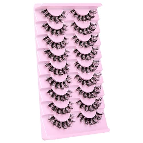 ALPHONSE Russian Lashes Clear Band False Eyelashes Natural Look D-Curly Fake Lashes Russian Strip Faux Mink Eyelashes 9 Pairs Pack thumbnail 6