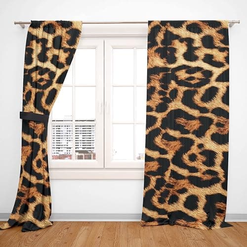 IFFVGX Cheetah Print Curtains 52WX84H Rod Pocket Leopard Not Blakout Curtains for Bedroom Living Room Wild Animals Print Drapes 2 Panels thumbnail 6