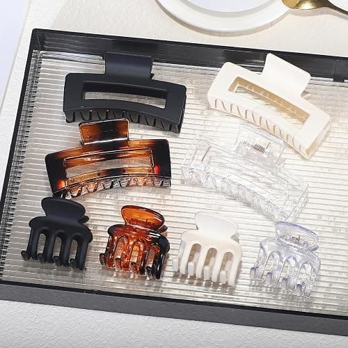 SMKSL Medium Hair Clips for Women 8 Pcs Small Claw Clips for Thin and Thick Hair 2 Styles Hair Claw Clips Combination Rectangle Banana Jaw Hair Accessories for Women and Girls (Transparent) thumbnail 5
