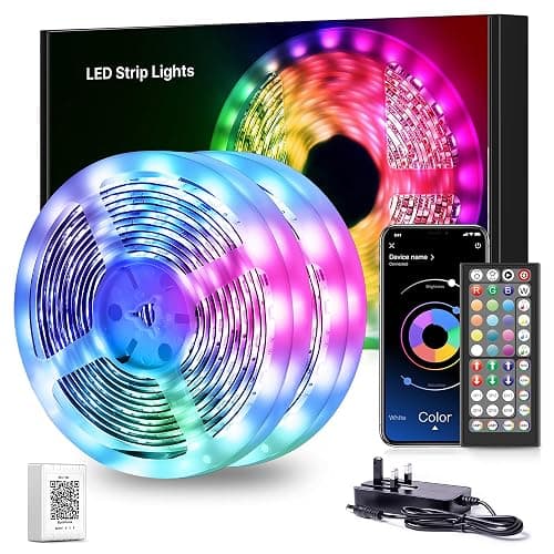 Mexllex LED Strip Lights 30M, Music Sync Color Changing RGB LED Strip with Remote, Sensitive Built-in Mic, App Controlled LED Lights, RGB LED Light Strip(APP+Remote+Mic) - Image 1
