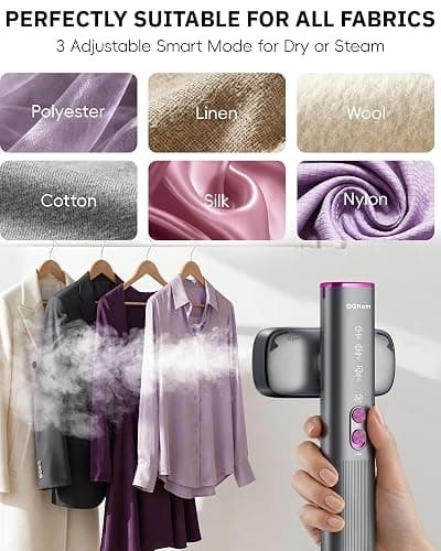 OGHom Steamer for Clothes, 110-240V Travel Steamer & Iron 2 in 1, 1000W Powerful Steam, Portable Handheld Garment Wrinkle Remover, 30s Fast Heat-Up with Dry & 2-Steam Control, for Global & Europe thumbnail 5